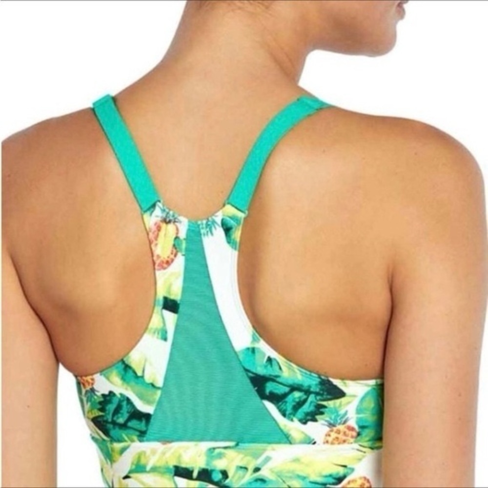 WILDFOX Activewear SWEAT Palms & Piña Tropical Print Sports Bra - Picture 3 of 7
